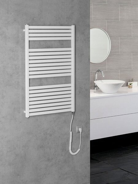Aqualine Aqualine, TONDI-E elektromos fűtőtest, egyenes, 600x970 mm, 400W, fehér, DE460T