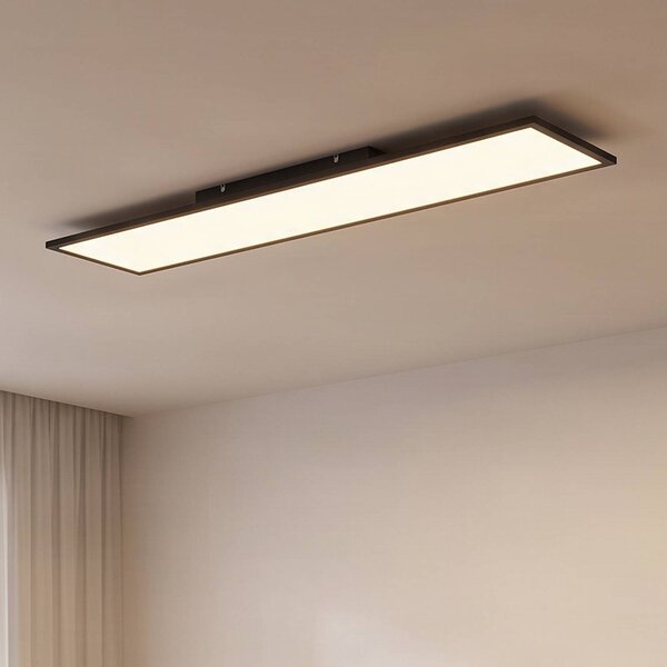 Lindby LED panel Lamin, fekete, 120cm, CCT, dimmelhető, távirányítós, dimmelhető, Fekete, Nappali / Étkező, Modern
