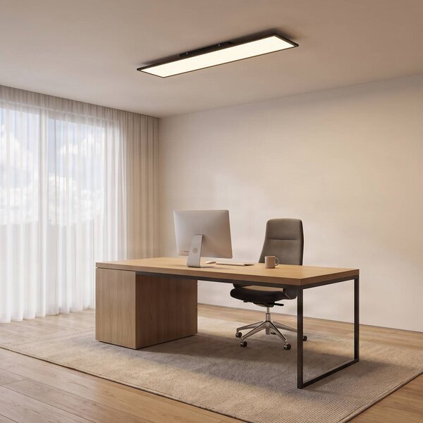 Lindby LED panel Lamin, fekete, 120cm, CCT, dimmelhető, távirányítós, dimmelhető, Fekete, Nappali / Étkező, Modern