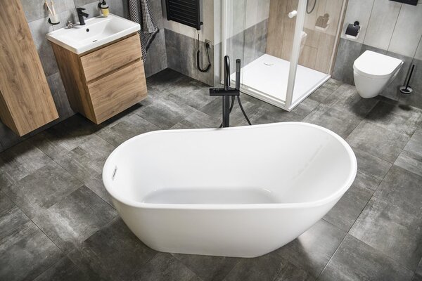 Aqualine Aqualine, TISA szabadon álló kád 150x75 cm, fehér, E1575