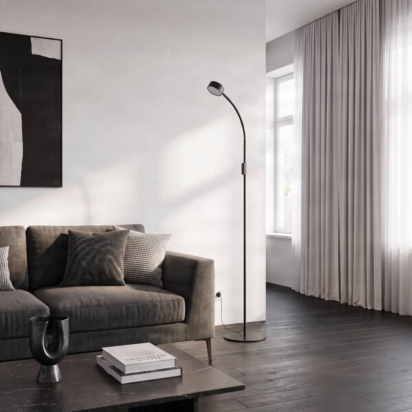 Lindby LED álló világítás Maori, 140 cm, fekete, CCT, dimmelhető, dimmelhető, Fekete, Dolgozószoba / Iroda, fém, Modern