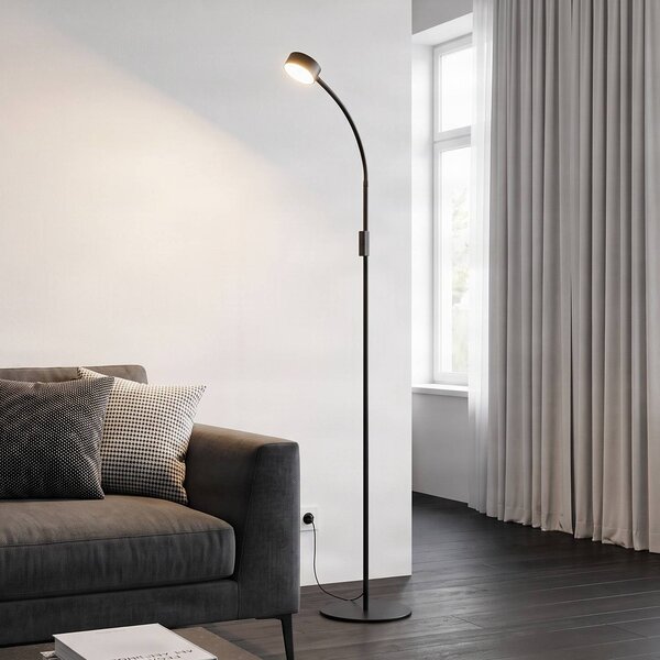 Lindby LED álló világítás Maori, 140 cm, fekete, CCT, dimmelhető, dimmelhető, Fekete, Dolgozószoba / Iroda, fém, Modern