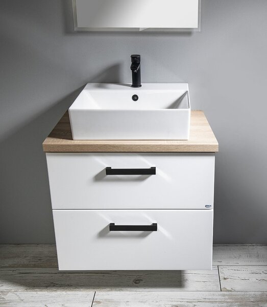 Aqualine Aqualine, VEGA mosdószekrény 72x57,6x43,8 cm, 2x fiókos, fehér, VG073