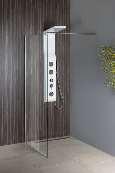 Aqualine Aqualine, WALK-IN fali szerelőfal merevítővel, egyrészes, 700 mm, átlátszó üveg, WI071