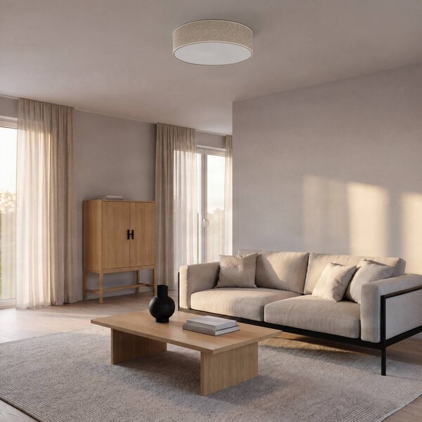 Eko-Light Leano mennyezeti világítás, szürke, vászonborítás, Ø 50 cm, dimmelhető, Alu / szürke / cink, Nappali / Étkező, Textil / szövet / selyem, Modern