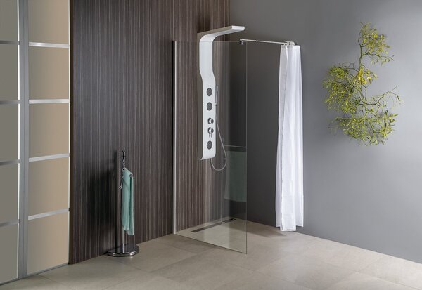 Aqualine Aqualine, WALK-IN fali szerelőfal merevítővel, egyrészes, 700 mm, átlátszó üveg, WI071