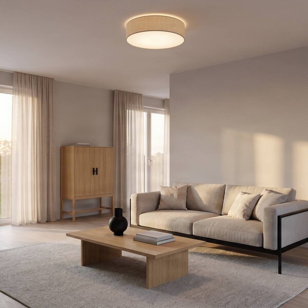 Eko-Light Leano mennyezeti világítás, szürke, vászonborítás, Ø 50 cm, dimmelhető, Alu / szürke / cink, Nappali / Étkező, Textil / szövet / selyem, Modern