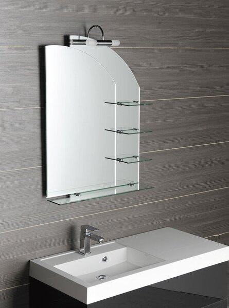 Aqualine Aqualine, WEGA tükör 65x90cm, lekerekített, polcokkal, 65028