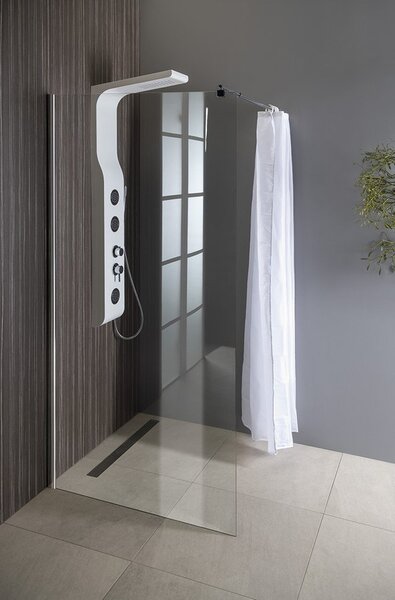 Aqualine Aqualine, WALK-IN fali szerelőfal merevítővel, egyrészes, 700 mm, átlátszó üveg, WI071
