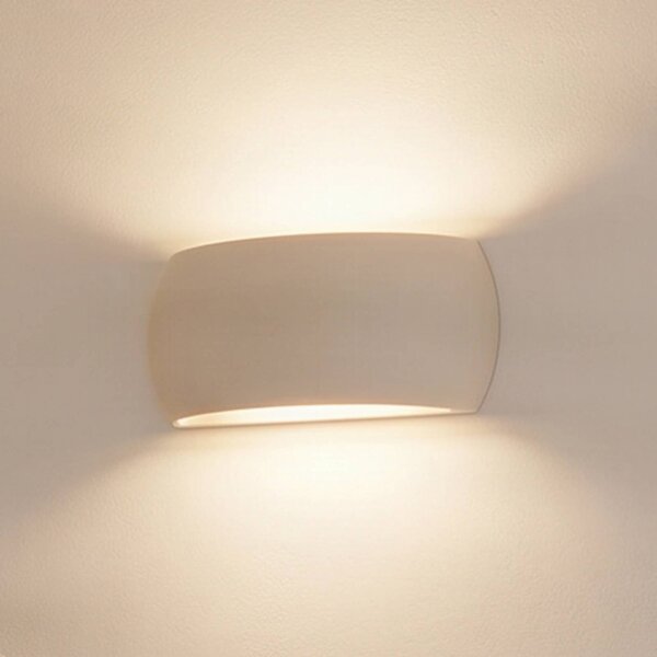 SOLLUX LIGHTING Curve up/down fali világítás fehér kerámiából, dimmelhető, Fehér / opál, Nappali / Étkező, Kerámia, Modern