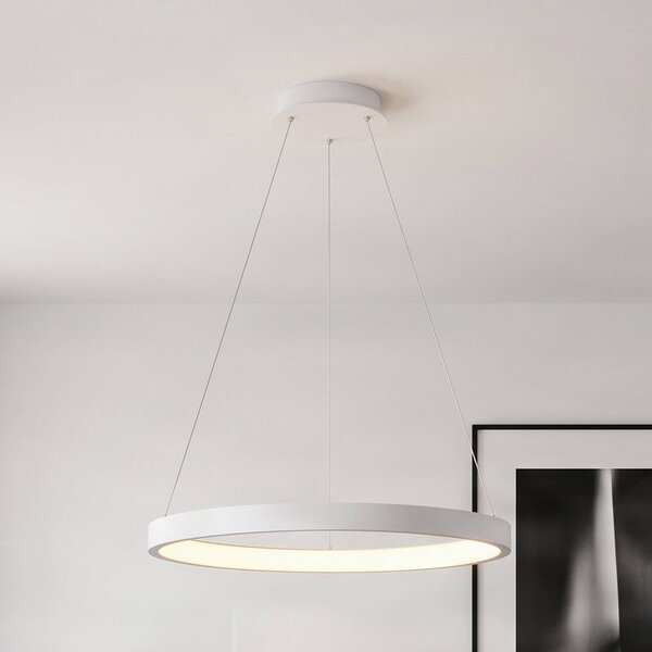 Arcchio Albiona LED lógó világítás, fehér, 1 gyűrű, Ø 60 cm, dimmelhető, Fehér / opál, Konyha, fém, Modern