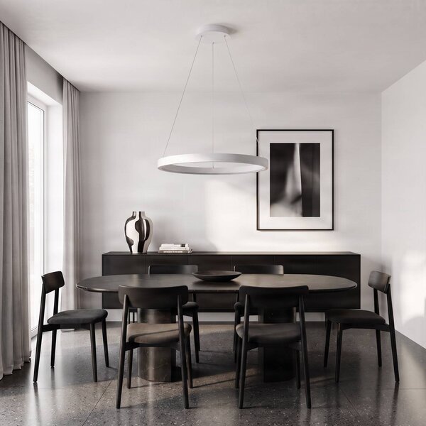 Arcchio Albiona LED lógó világítás, fehér, 1 gyűrű, Ø 60 cm, dimmelhető, Fehér / opál, Konyha, fém, Modern