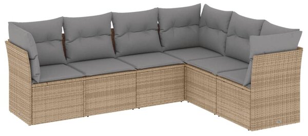 6 részes bézs polyrattan kerti ülőgarnitúra párnával