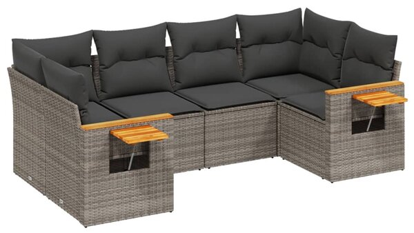 6 részes szürke polyrattan kerti ülőgarnitúra párnákkal