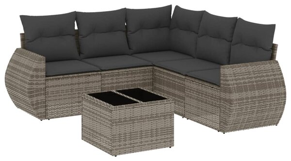 6 részes szürke polyrattan kerti ülőgarnitúra párnákkal