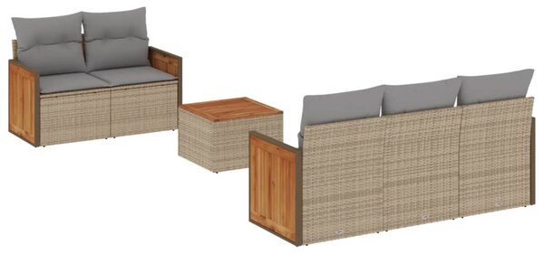 6 részes bézs polyrattan kerti ülőgarnitúra párnával