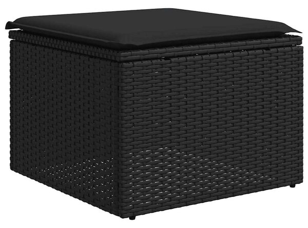 12 részes fekete polyrattan kerti ülőgarnitúra párnákkal