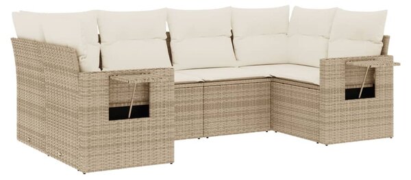 6 részes bézs polyrattan kerti ülőgarnitúra párnával