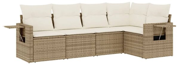 5 részes bézs polyrattan kerti ülőgarnitúra párnákkal