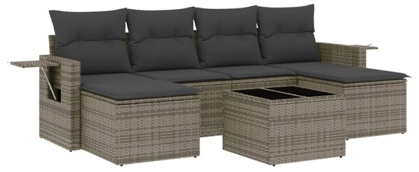 7 részes szürke polyrattan kerti ülőgarnitúra párnákkal