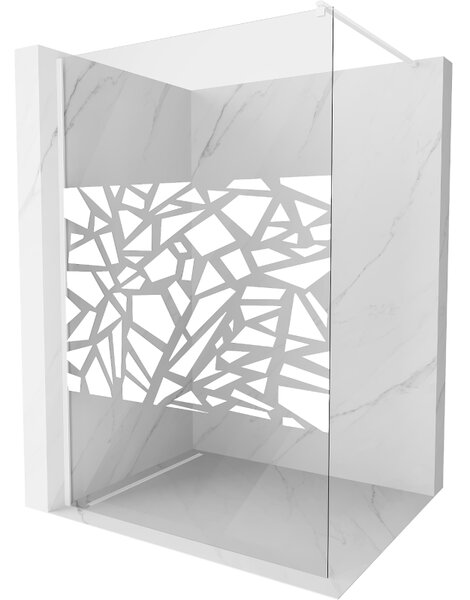 Mexen Kioto, Walk-In zuhany paraván 70 x 200 cm, 8mm átlátszó / fehér üvegminta, fehér profil, 800-070-101-20-85