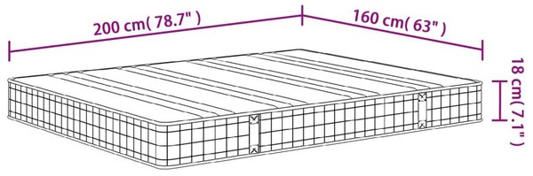 VidaXL Bonnell rugós matrac közepes méretű 160 x 200 cm