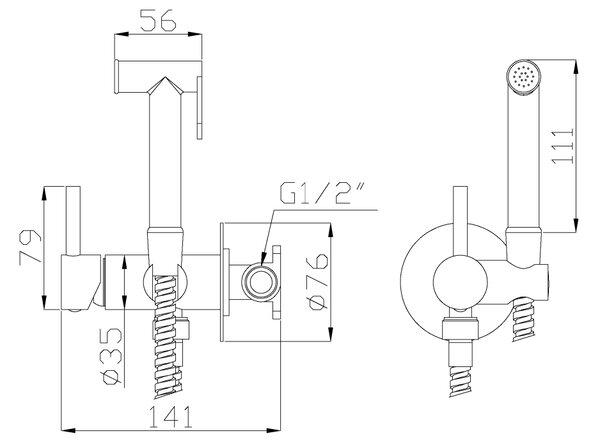 Invena Invena, rejtett bidé csaptelep, fekete matt, BP-00-B04-L