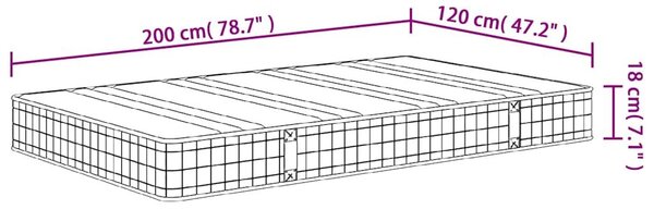 VidaXL Bonnell rugós matrac közepes méretű 120 x 200 cm