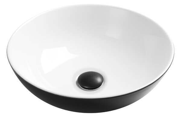 Invena Tinos, kerámia munkalap mosogató 39,5x39,5x13,5 cm, fekete-fehér, INV-CE-43-041-C