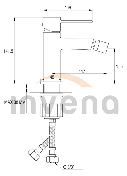 Invena Glamour, szabadon álló bidé csaptelep, arany fényes, INV-BB-02-009-V