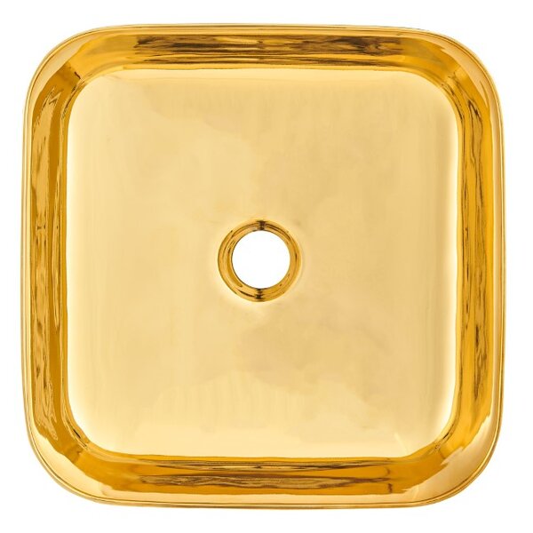 Invena Malaga, kerámia munkalap mosogató 39x39x14 cm, arany fényes-fekete matt, INV-CE-39-027-C