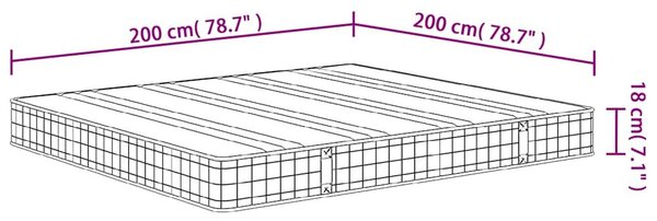 VidaXL Bonnell rugós matrac közepes méretű 200 x 200 cm