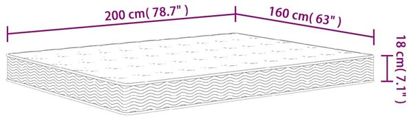 VidaXL Bonnell rugós matrac közepes méretű 160 x 200 cm