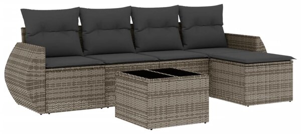 6 részes szürke polyrattan kerti ülőgarnitúra párnákkal