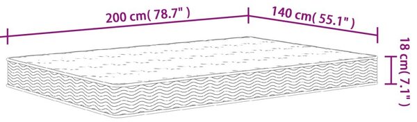 VidaXL Bonnell rugós matrac közepes méretű 140 x 200 cm