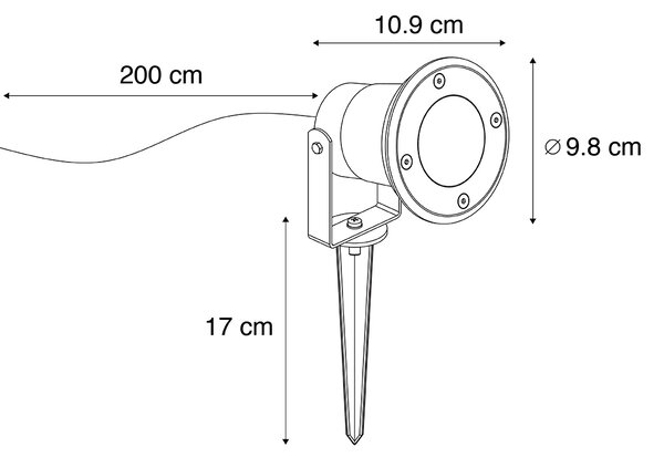 Modern fekete spotlámpa kábellel és dugóval 200cm IP65 - Basic