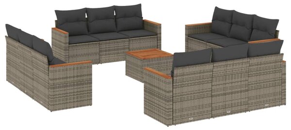 13 részes szürke polyrattan kerti ülőgarnitúra párnákkal