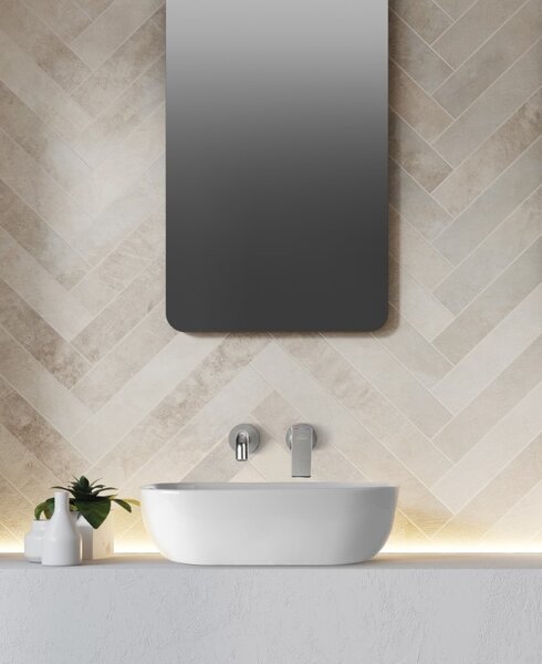 Invena Vitoria, kerámia asztali mosogató 455x320x135 mm, fehér fényes, INV-CE-48-001-W
