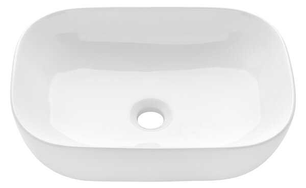 Invena Vitoria, kerámia asztali mosogató 455x320x135 mm, fehér fényes, INV-CE-48-001-W