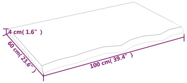 VidaXL kezeletlen tömör tölgyfa fali polc 100x60x(2-4) cm