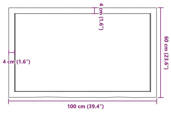 VidaXL kezeletlen tömör tölgyfa fali polc 100x60x(2-4) cm