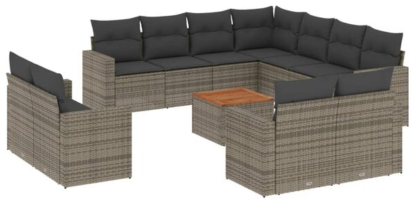 12 részes szürke polyrattan kerti ülőgarnitúra párnákkal
