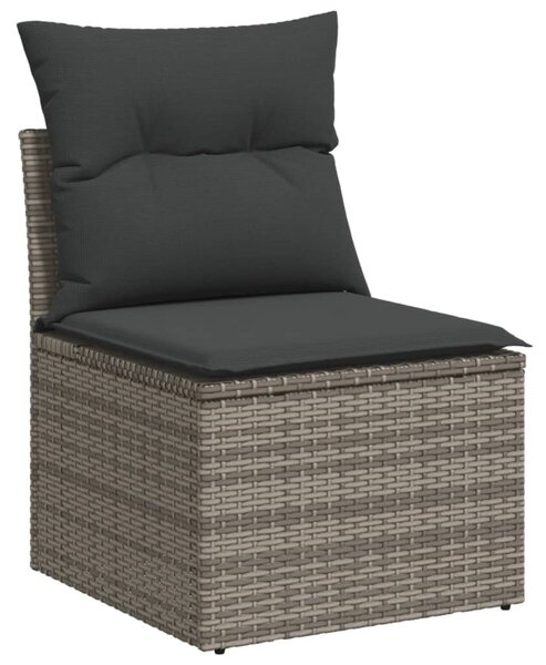 10 részes szürke polyrattan kerti ülőgarnitúra párnákkal