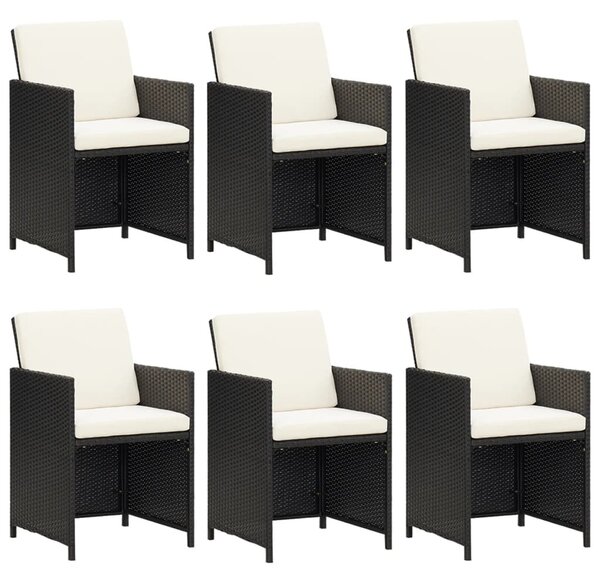 7 részes fekete polyrattan kerti étkezőgarnitúra párnákkal