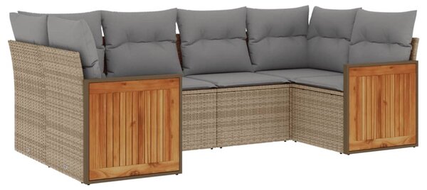 6 részes bézs polyrattan kerti ülőgarnitúra párnával