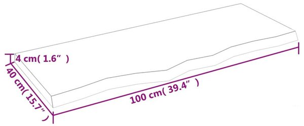 VidaXL világosbarna kezelt tömör tölgyfa fali polc 100x40x(2-4) cm