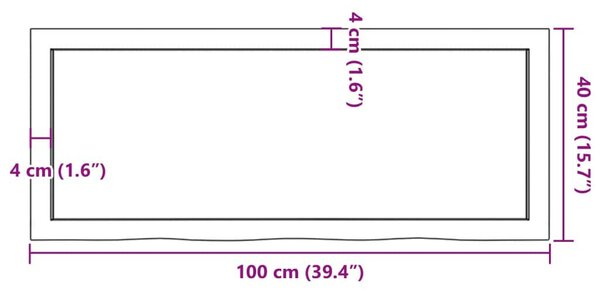 VidaXL világosbarna kezelt tömör tölgyfa fali polc 100x40x(2-4) cm