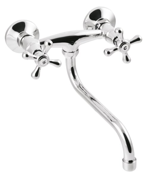 Invena Roma, mosogató csaptelep meghosszabbított kifolyóval 250mm S típusú, króm, INV-BC-22-00S-L