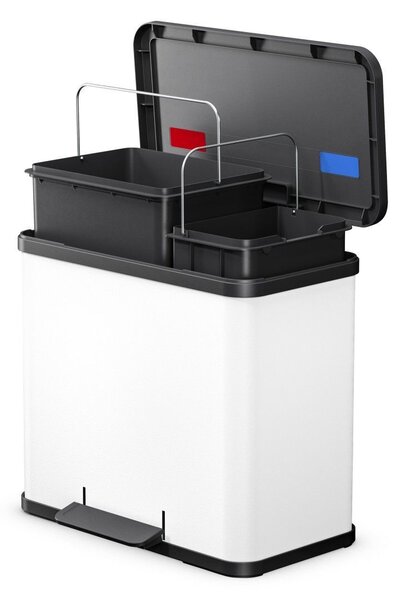 Hailo Oko Duo Plus pedálos szemetes, fehér, 17 L+9 L, L méret