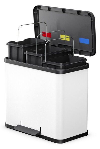Hailo Oko Trio Plus pedálos szemeteskuka, fehér, 3x9 L, L méret